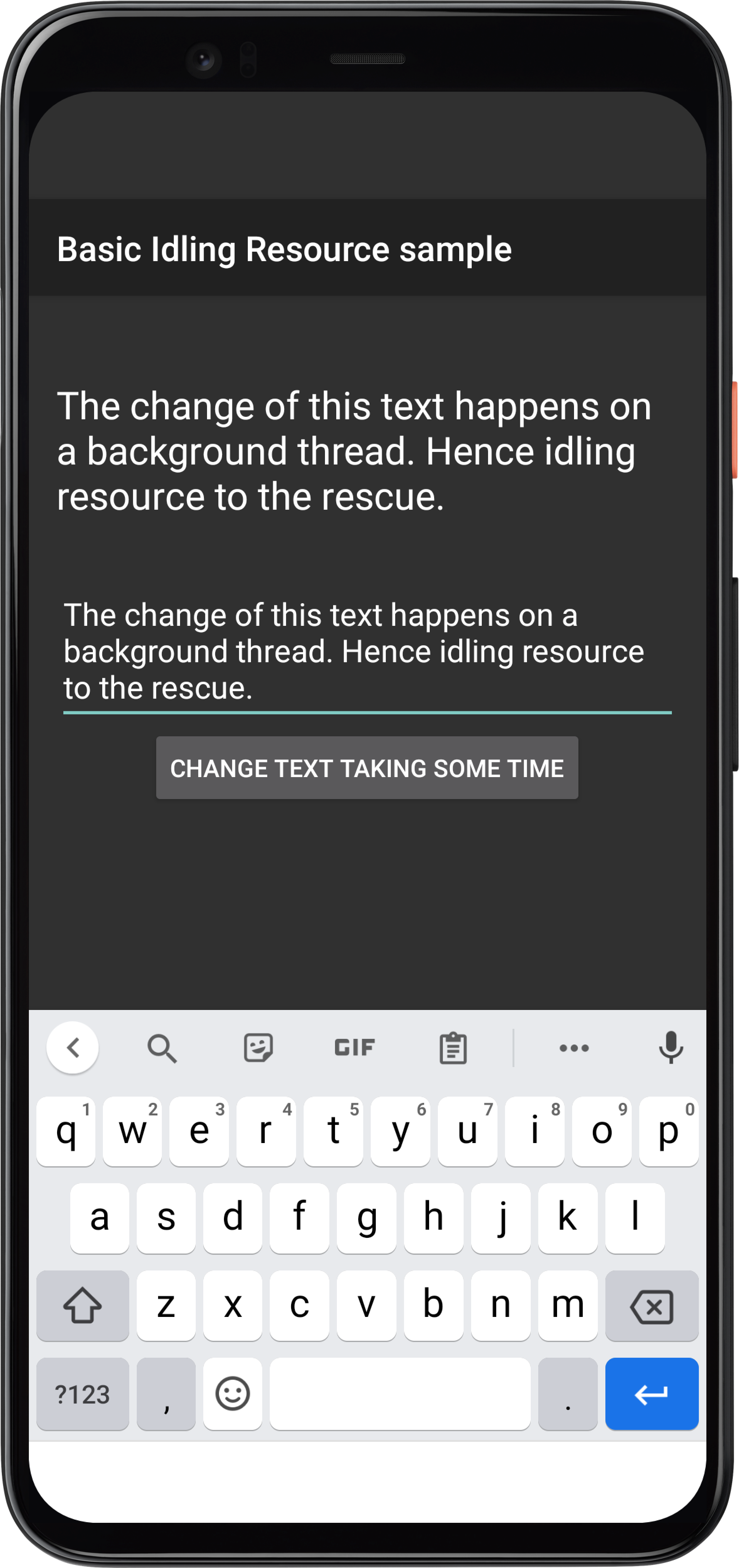 THEN app displays entered text in TextView with id: textToBeChanged