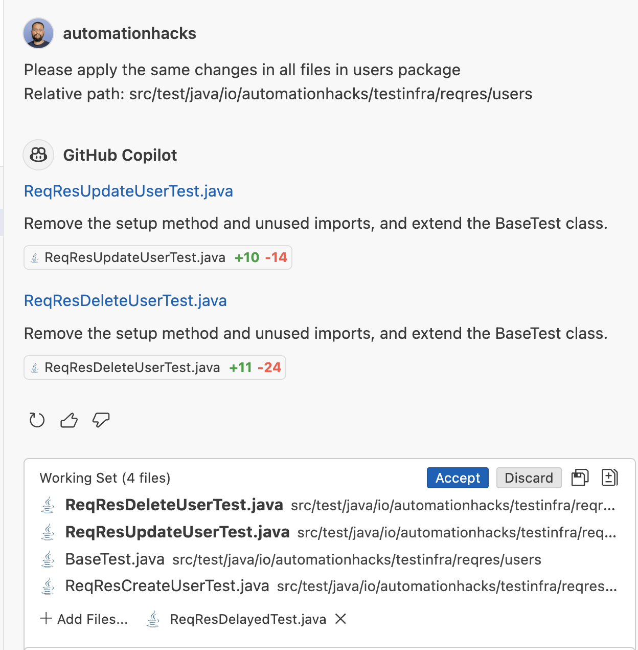 Apply changes to multiple files