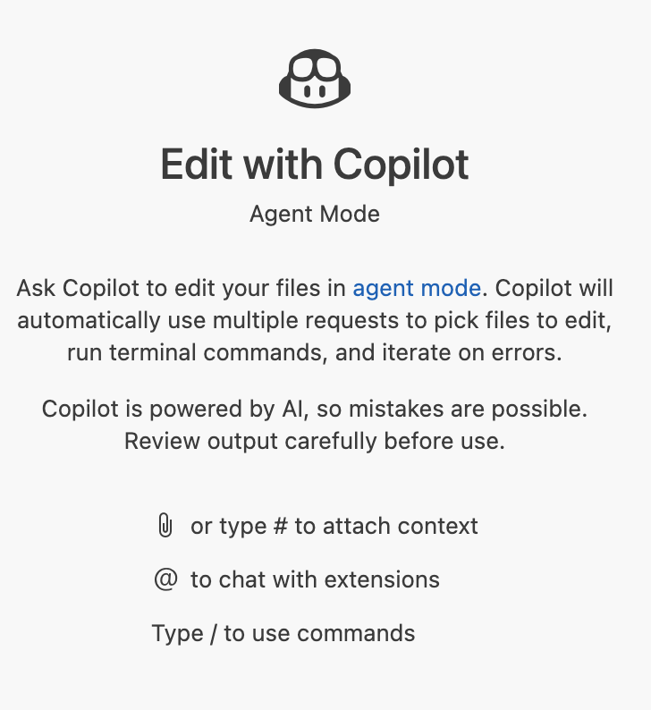 Github copilot welcome page