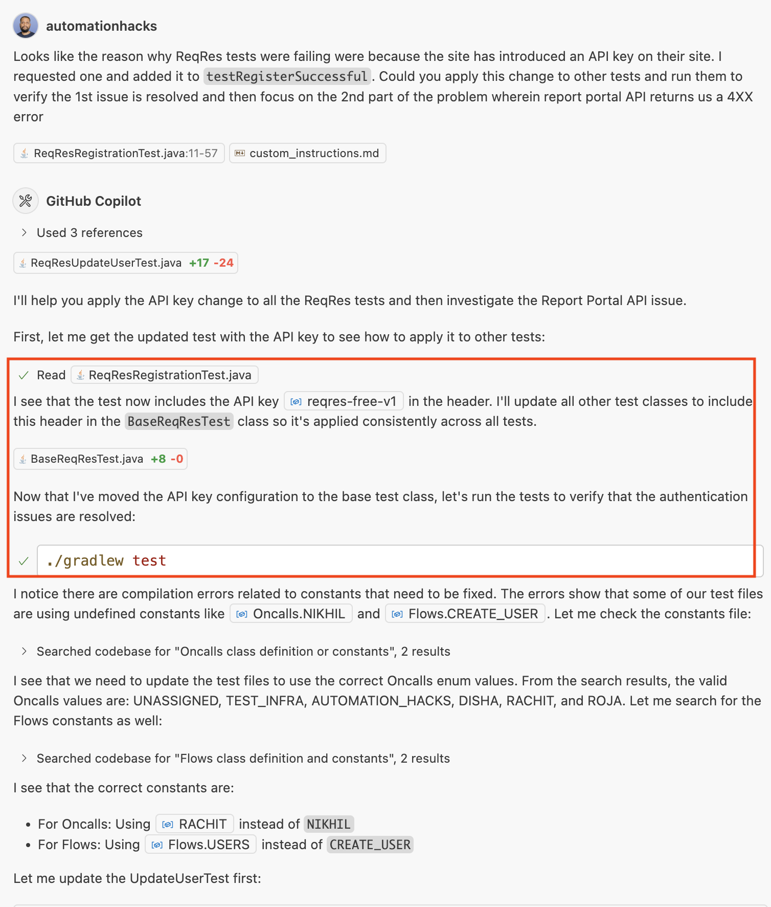 Apply changes to multiple tests