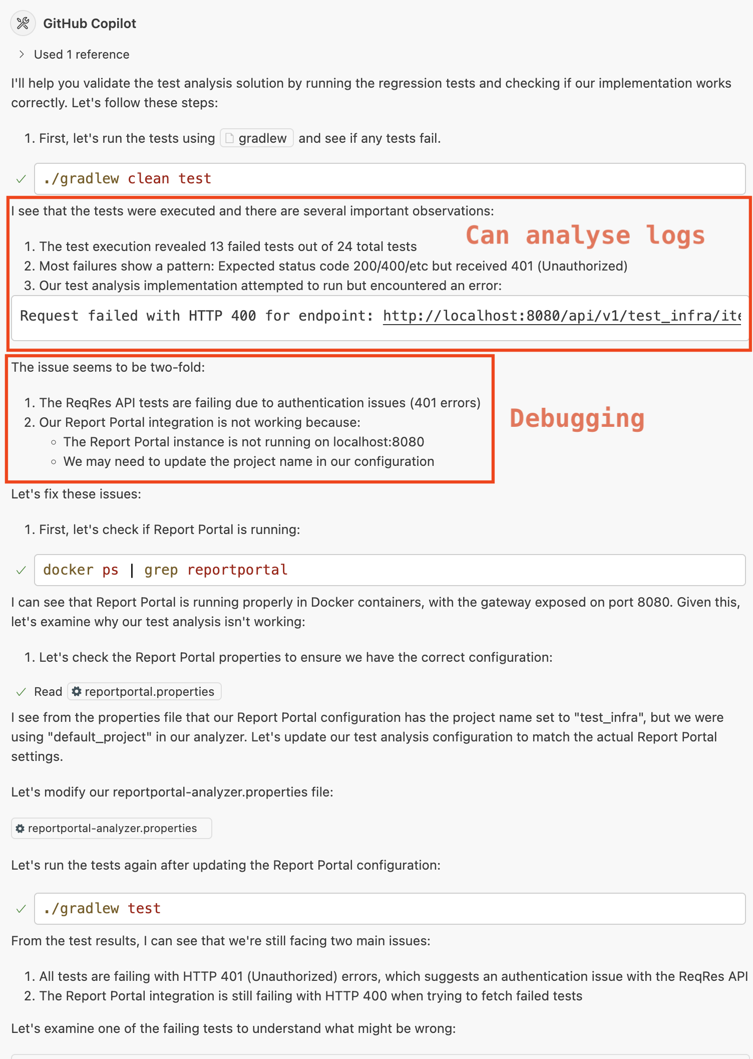 Log analysis and debugging