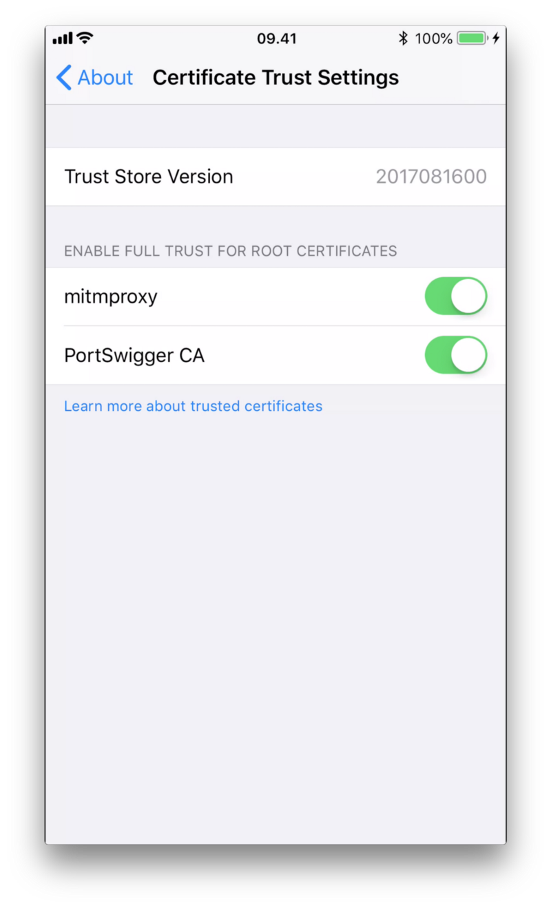 About certificate trust settings